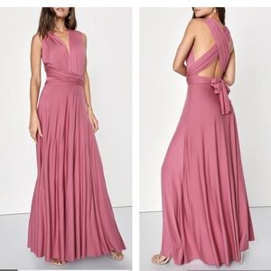 Lulus Tricks of the Trade convertible formal maxi dress rusty rose stretch Small